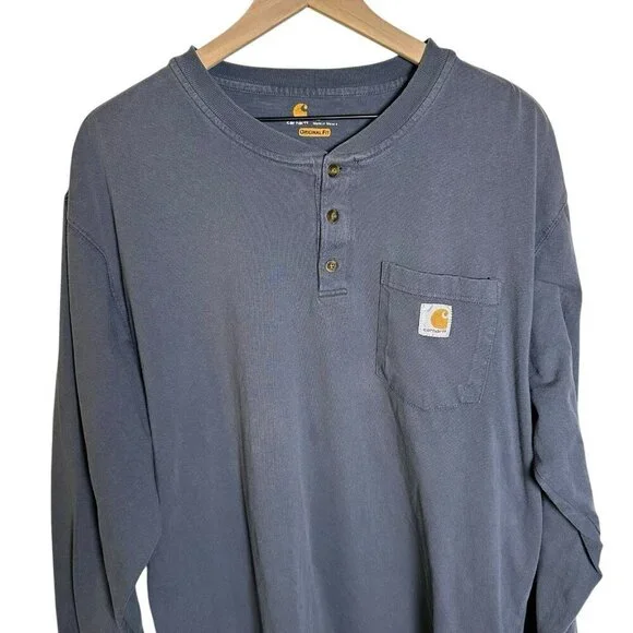 Carhartt Tee Shirt Pullover Men Sz XL Gray Long Sleeve Pocket Casual Workwear - Picture 3 of 9